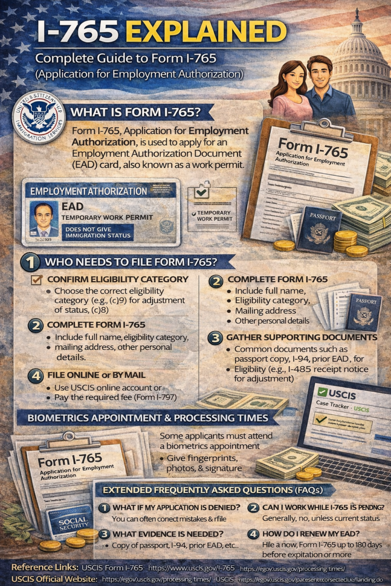Form 765 Form I-765 Guide 2026: Eligibility, Documents, Fees & Processing Time